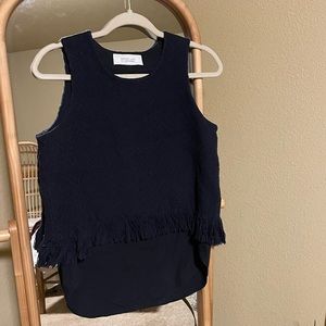 Blue Fringe Top with Built in Shirt